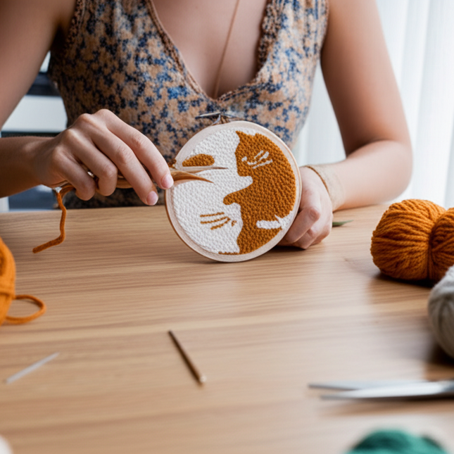 Cute Cartoon Animal Punch Needle Embroidery Kit for Beginners Soft Yarn Needlework Embroidery Set Home Decor - gallery 1