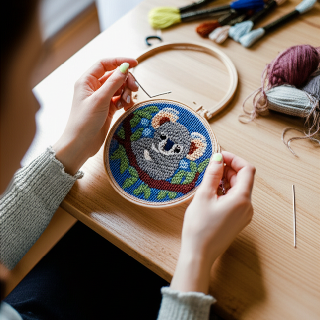 Diy Punch Needle Embroidery Starter Kits Animal Pattern Sewing Kit Funny Easy Yarn Painting Arts DIY Needlework Set For Beginner - gallery 1