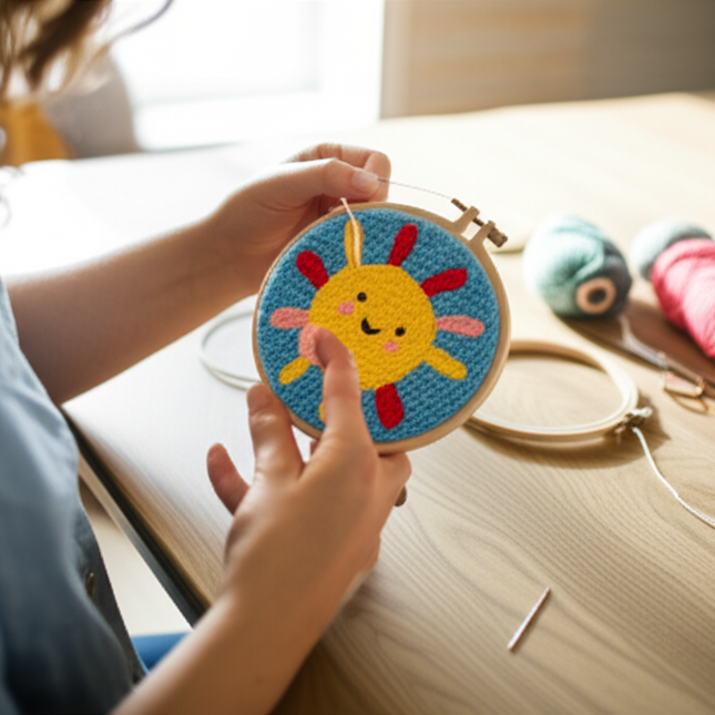 Cute Cartoon Animal Punch Needle Embroidery Kit for Beginners Soft Yarn Needlework Embroidery Set Home Decor - gallery 1
