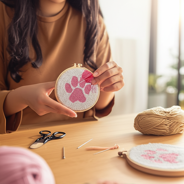 Cute Cartoon Animal Punch Needle Embroidery Kit for Beginners Soft Yarn Needlework Embroidery Set Home Decor - gallery 1