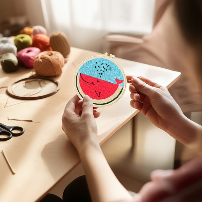 Cute Cartoon Animal Punch Needle Embroidery Kit for Beginners Soft Yarn Needlework Embroidery Set Home Decor - gallery 1