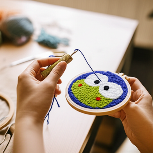 Cute Cartoon Animal Punch Needle Embroidery Kit for Beginners Soft Yarn Needlework Embroidery Set Home Decor - gallery 1