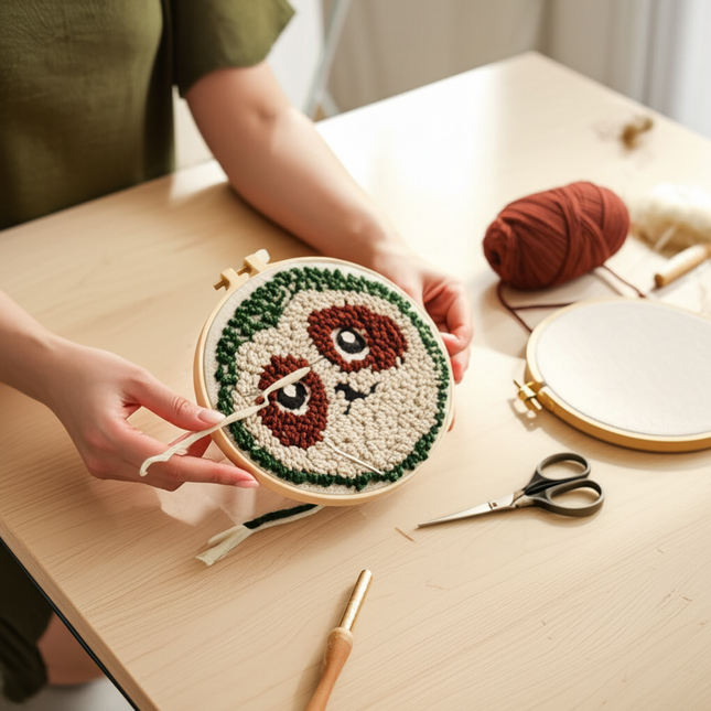 Cute Cartoon Animal Punch Needle Embroidery Kit for Beginners Soft Yarn Needlework Embroidery Set Home Decor - gallery 1