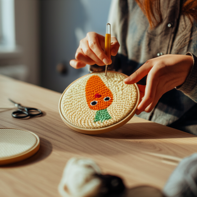 Cute Cartoon Animal Punch Needle Embroidery Kit for Beginners Soft Yarn Needlework Embroidery Set Home Decor - gallery 1