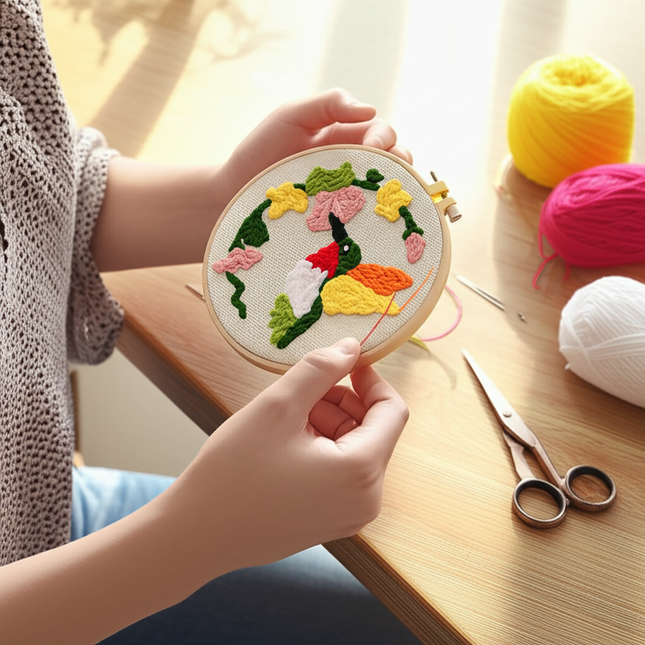 Diy Punch Needle Embroidery Starter Kits Animal Pattern Sewing Kit Funny Easy Yarn Painting Arts DIY Needlework Set For Beginner - gallery 1