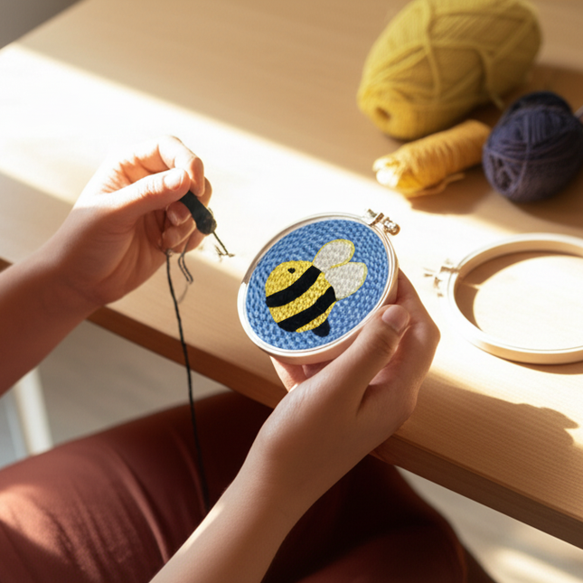 Cute Cartoon Animal Punch Needle Embroidery Kit for Beginners Soft Yarn Needlework Embroidery Set Home Decor - gallery 1