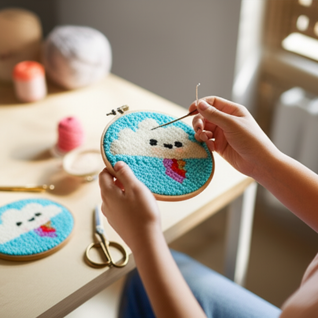 Cute Cartoon Animal Punch Needle Embroidery Kit for Beginners Soft Yarn Needlework Embroidery Set Home Decor - gallery 1