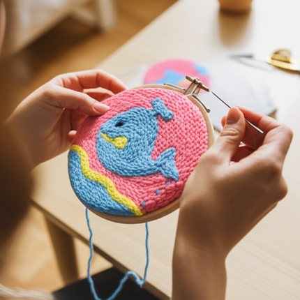 Cute Cartoon Animal Punch Needle Embroidery Kit for Beginners Soft Yarn Needlework Embroidery Set Home Decor - gallery 1
