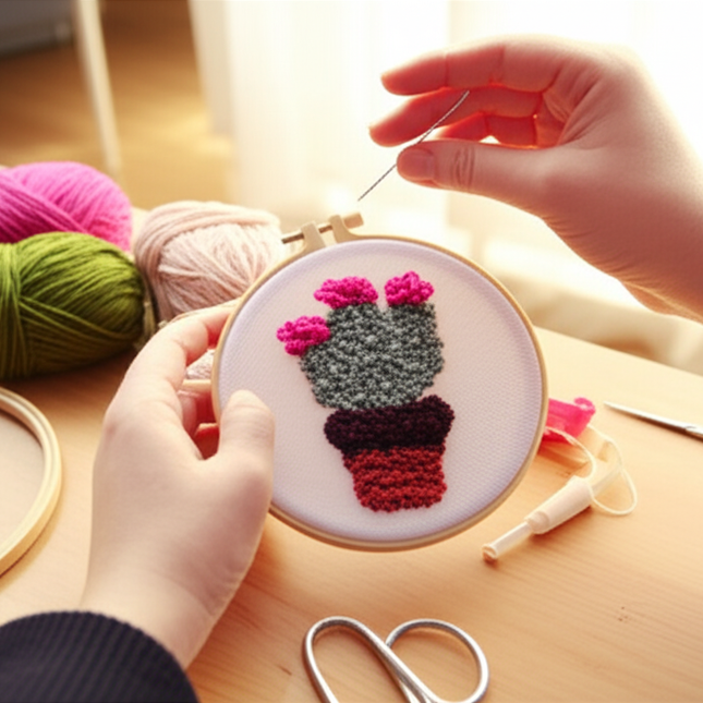 Cute Flower Fruit Yarn Embroidery Needlework Punch Needle Embroidery Kit for Beginners Home Decor - gallery 1