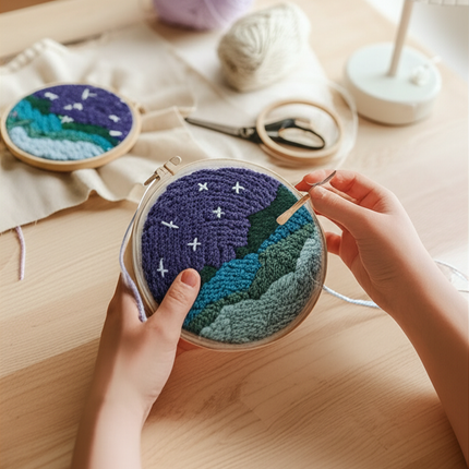 CHENISTORY-Punch Needle Embroidery Landscape Kits Sewing Kit Needlework Cross Stitch Beginner Kits For Adult Funny Embroidery - gallery 1