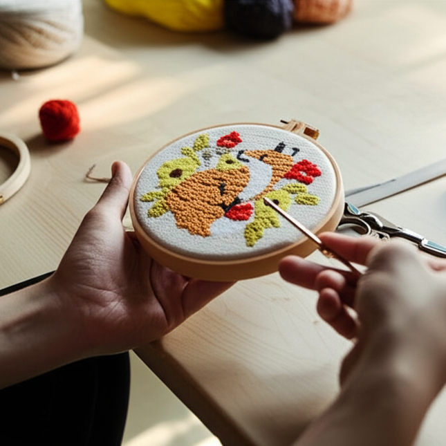 Diy Punch Needle Embroidery Starter Kits Animal Pattern Sewing Kit Funny Easy Yarn Painting Arts DIY Needlework Set For Beginner - gallery 1