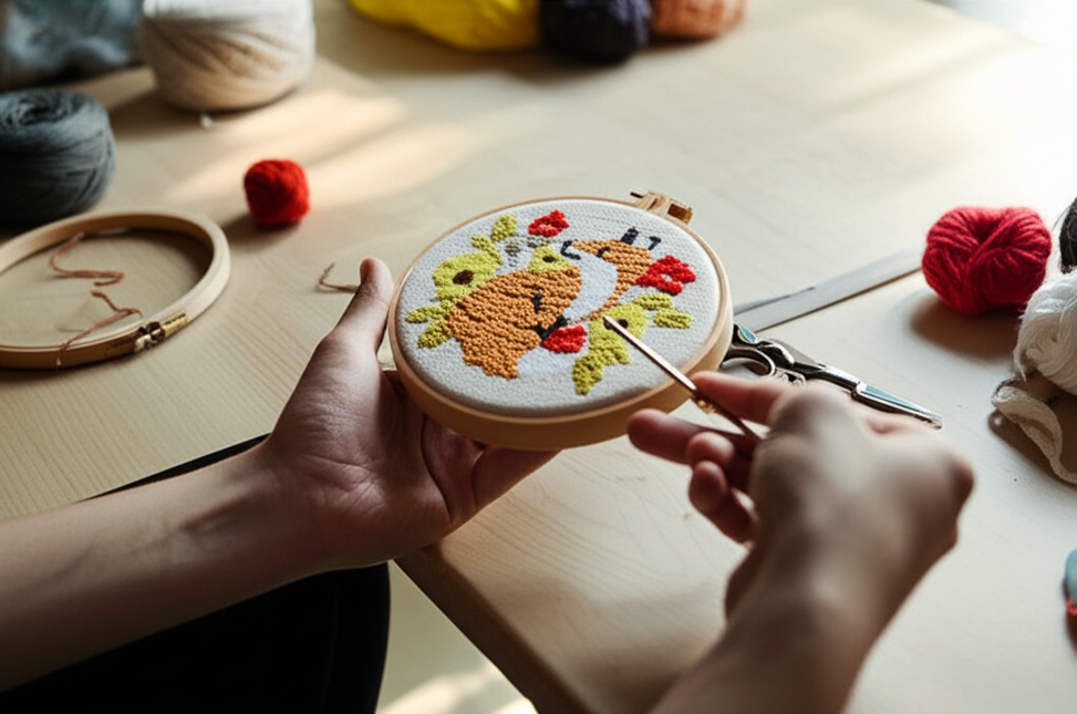 Diy Punch Needle Embroidery Starter Kits Animal Pattern Sewing Kit Funny Easy Yarn Painting Arts DIY Needlework Set For Beginner - gallery 1