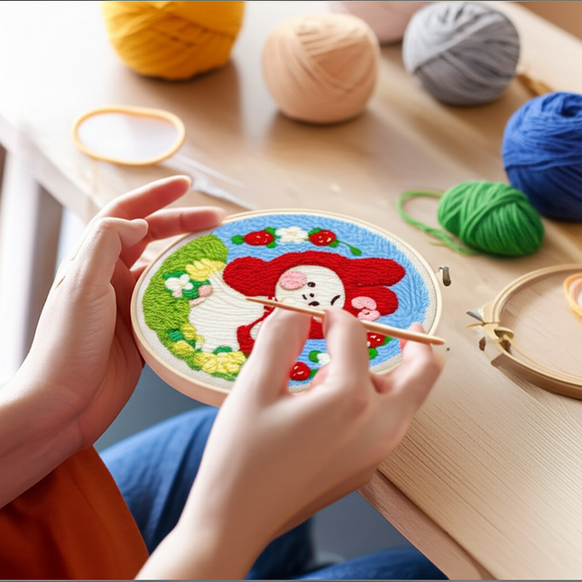 20x20cm Punch Needle Embroidery Starter Kits Rabbit Pattern for Adults Beginners Handcraft Punch Needle Kits with Embroidery - gallery 1