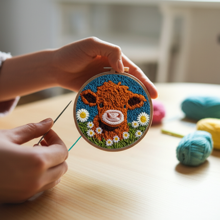 Diy Punch Needle Embroidery Starter Kits Animal Pattern Sewing Kit Funny Easy Yarn Painting Arts DIY Needlework Set For Beginner - gallery 1