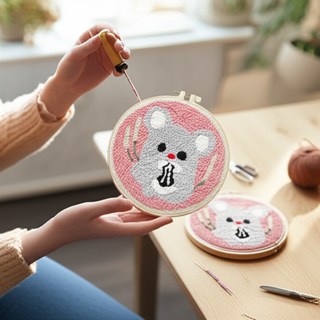 Funny Diy Punch Needle Embroidery Starter Kits For Beginner Adult Animal Handicrafts Poking Embroidery Yarn Painting Arts - gallery 1
