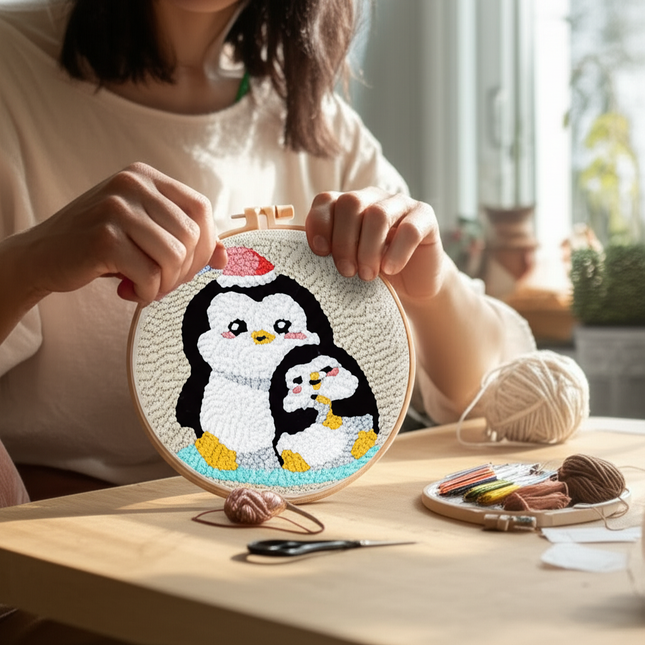 CHENISTORY Punch Needle Kits Adults Beginner DIY Cute and Unique Cartoon Animal Hoop Embroidery Set for Beginners Perfect Gifts - gallery 1