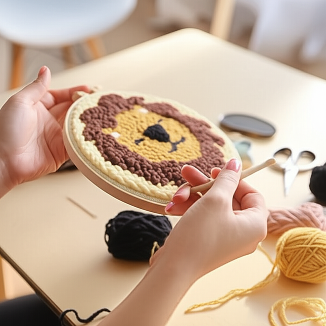 Funny Diy Punch Needle Embroidery Starter Kits For Beginner Adult Animal Handicrafts Poking Embroidery Yarn Painting Arts - gallery 1