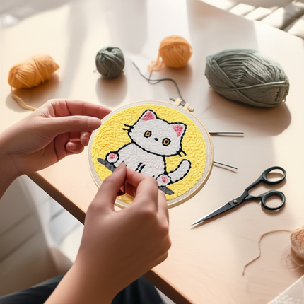 Funny Diy Punch Needle Embroidery Starter Kits For Beginner Adult Animal Handicrafts Poking Embroidery Yarn Painting Arts - gallery 1