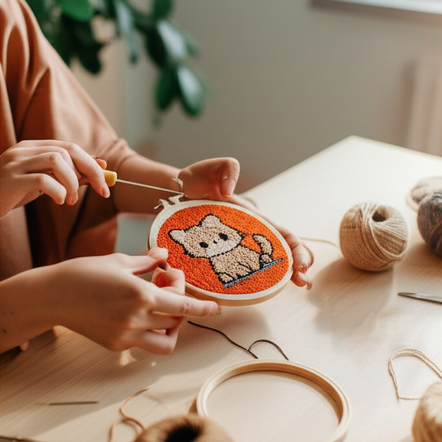 Funny Diy Punch Needle Embroidery Starter Kits For Beginner Adult Animal Handicrafts Poking Embroidery Yarn Painting Arts - gallery 1