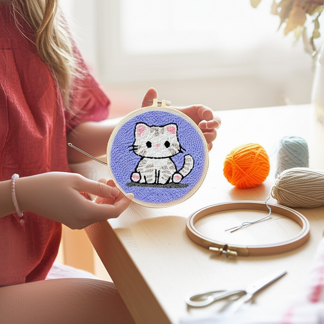 Funny Diy Punch Needle Embroidery Starter Kits For Beginner Adult Animal Handicrafts Poking Embroidery Yarn Painting Arts - gallery 1