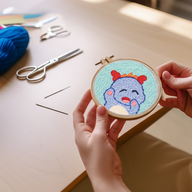 CHENISTORY Punch Needle Kits Adults Beginner DIY Cute and Unique Cartoon Animal Hoop Embroidery Set for Beginners Perfect Gifts - gallery 1
