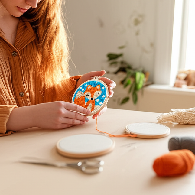 Embroidery Starter Kit Punch Needle Threader Fabric Embroidery Hoop Yarn Rug Punch Needle Pock Pen for Adults Kids Beginner - gallery 1