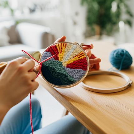 Embroidery Starter Kit Punch Needle Threader Fabric Embroidery Hoop Yarn Rug Punch Needle Pock Pen for Adults Kids Beginner - gallery 1