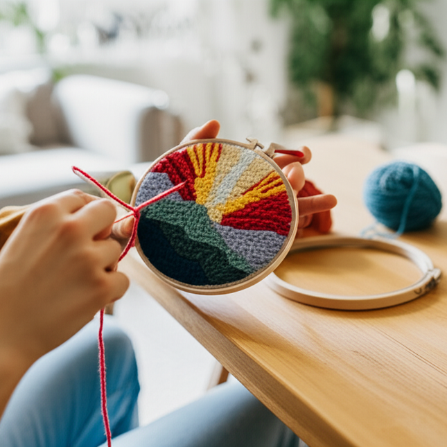 Embroidery Starter Kit Punch Needle Threader Fabric Embroidery Hoop Yarn Rug Punch Needle Pock Pen for Adults Kids Beginner - gallery 1