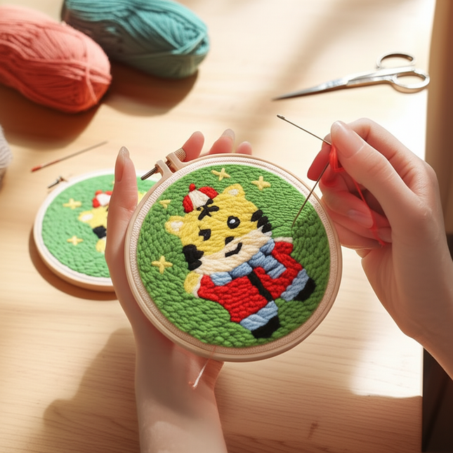 CHENISTORY Punch Needle Kits Adults Beginner DIY Cute and Unique Cartoon Animal Hoop Embroidery Set for Beginners Perfect Gifts - gallery 1