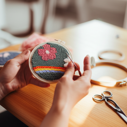 Embroidery Starter Kit Punch Needle Threader Fabric Embroidery Hoop Yarn Rug Punch Needle Pock Pen for Adults Kids Beginner - gallery 1