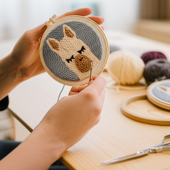 Embroidery Starter Kit Punch Needle Threader Fabric Embroidery Hoop Yarn Rug Punch Needle Pock Pen for Adults Kids Beginner - gallery 1