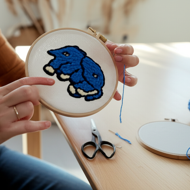 CHENISTORY Punch Needle Kits Adults Beginner DIY Cute and Unique Cartoon Animal Hoop Embroidery Set for Beginners Perfect Gifts - gallery 1