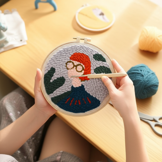 RUOPOTY Diy Punch Needle Embroidery Starter Kits For Beginner Kids Lighthouse Handicrafts Poking Embroidery Yarn Painting Arts - gallery 1