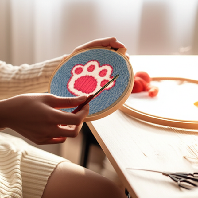 RUOPOTY Diy Punch Needle Embroidery Starter Kits For Beginner Kids Lighthouse Handicrafts Poking Embroidery Yarn Painting Arts - gallery 1