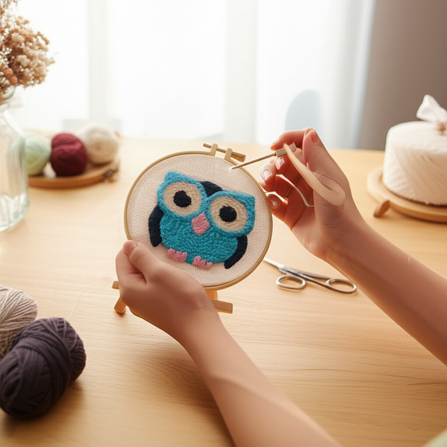 RUOPOTY Diy Punch Needle Embroidery Starter Kits For Beginner Kids Lighthouse Handicrafts Poking Embroidery Yarn Painting Arts - gallery 1