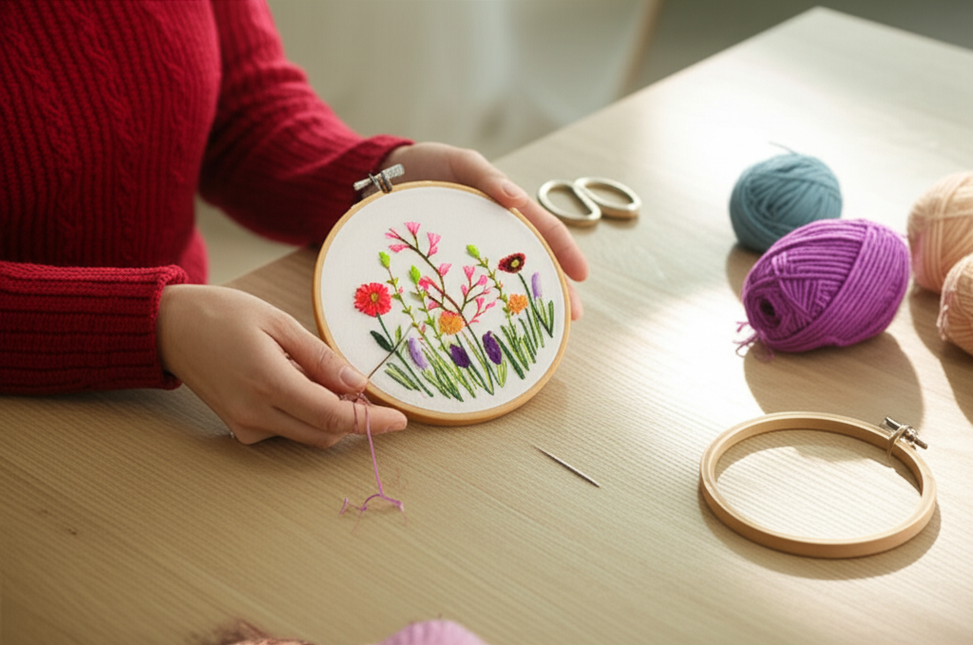 DIY Embroidery Material Kit Floral Pattern Printed Simple Cross Stitch Punch Needle Set Handwork Needlework Craft Painting Decor - gallery 1