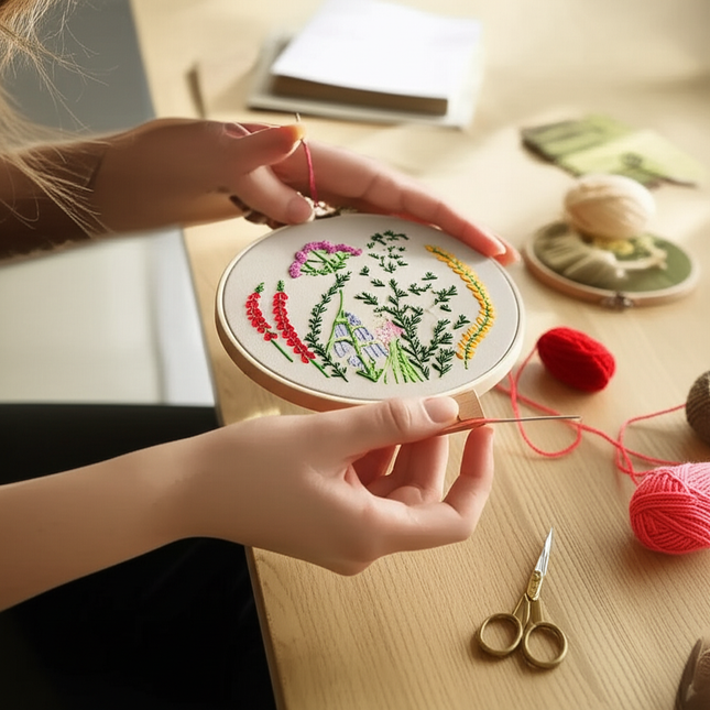 DIY Embroidery Material Kit Floral Pattern Printed Simple Cross Stitch Punch Needle Set Handwork Needlework Craft Painting Decor - gallery 1