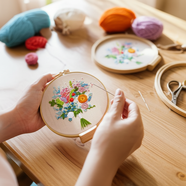 DIY Embroidery Material Kit Floral Pattern Printed Simple Cross Stitch Punch Needle Set Handwork Needlework Craft Painting Decor - gallery 1