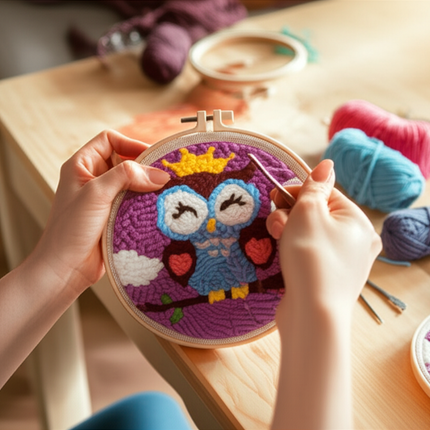 GATYZTORY Punch Needle Embroidery Starter Kit Punch Needle Kits Cartoon Animal Pattern Embroidery Pen For Adults Kids Beginner - gallery 1