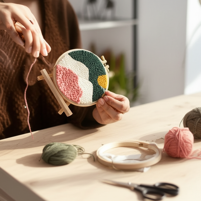 Moon Night Punch Needle Embroidery Kit for Beginners Soft Yarn Van Gogh Starry Sky Needlework Wall Painting Home Decor - gallery 1