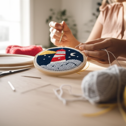 Moon Night Punch Needle Embroidery Kit for Beginners Soft Yarn Van Gogh Starry Sky Needlework Wall Painting Home Decor - gallery 1