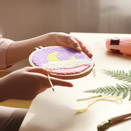 Moon Night Punch Needle Embroidery Kit for Beginners Soft Yarn Van Gogh Starry Sky Needlework Wall Painting Home Decor - gallery 1