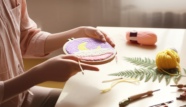Moon Night Punch Needle Embroidery Kit for Beginners Soft Yarn Van Gogh Starry Sky Needlework Wall Painting Home Decor - gallery 1