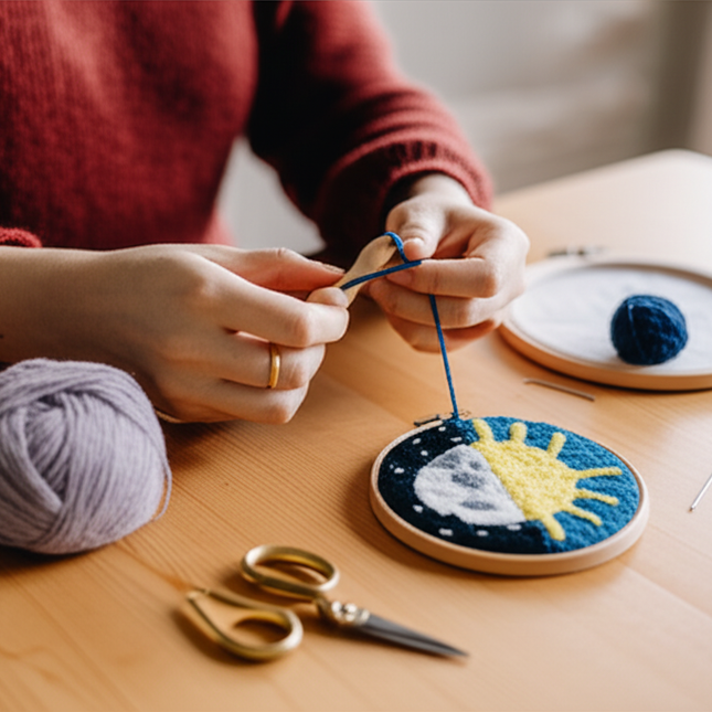 Moon Night Punch Needle Embroidery Kit for Beginners Soft Yarn Van Gogh Starry Sky Needlework Wall Painting Home Decor - gallery 1
