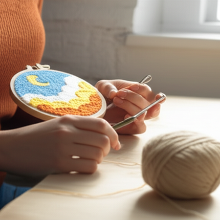 Moon Night Punch Needle Embroidery Kit for Beginners Soft Yarn Van Gogh Starry Sky Needlework Wall Painting Home Decor - gallery 1