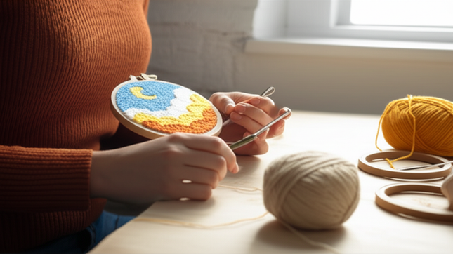Moon Night Punch Needle Embroidery Kit for Beginners Soft Yarn Van Gogh Starry Sky Needlework Wall Painting Home Decor - gallery 1