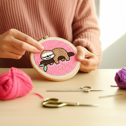 GATYZTORY Punch Needle Embroidery Starter Kit Punch Needle Kits Cartoon Animal Pattern Embroidery Pen For Adults Kids Beginner - gallery 1