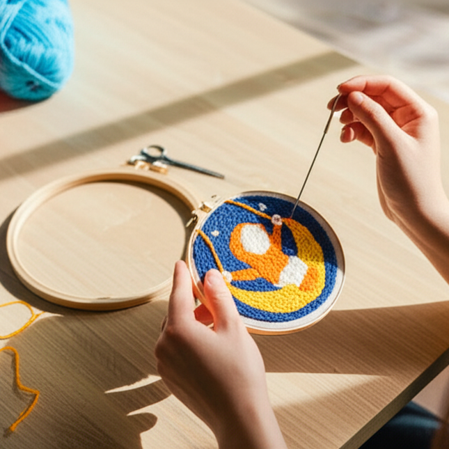 Moon Night Punch Needle Embroidery Kit for Beginners Soft Yarn Van Gogh Starry Sky Needlework Wall Painting Home Decor - gallery 1