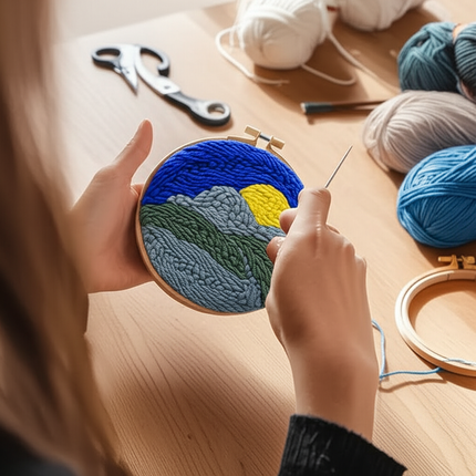Moon Night Punch Needle Embroidery Kit for Beginners Soft Yarn Van Gogh Starry Sky Needlework Wall Painting Home Decor - gallery 1