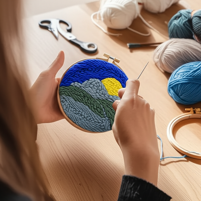 Moon Night Punch Needle Embroidery Kit for Beginners Soft Yarn Van Gogh Starry Sky Needlework Wall Painting Home Decor - gallery 1
